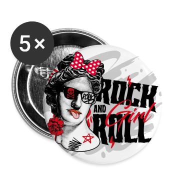 Rock and roll girl - Buttons large 2.2''/56 mm (5-pack) - white - Front