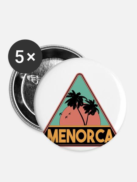 Dreieck Palmen Menorca - Buttons groß 56 mm (5er Pack) - Weiß
