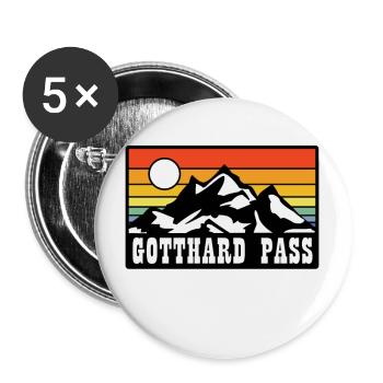 Col du Saint-Gothard - Lot de 5 grands badges (56 mm) - blanc - Devant