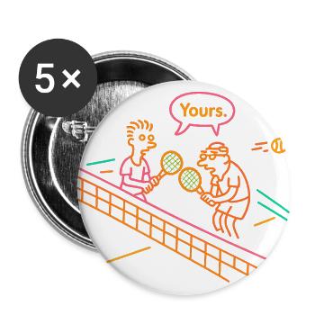 Witziges Doppel Tennis Motiv Geschenk Kollege Team - Buttons groß 56 mm (5er Pack) - Weiß - Vorne