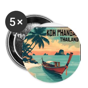 Koh Phangan Thailand - Buttons groß 56 mm (5er Pack) - Weiß - Vorne