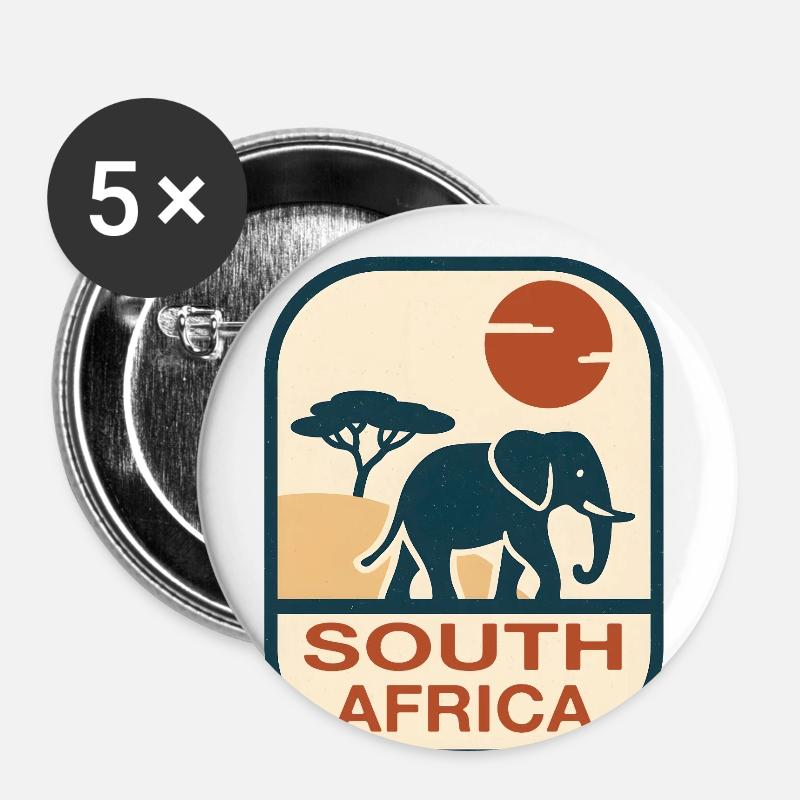 South Africa Elefant Afrika - Buttons groß 56 mm (5er Pack) - Weiß