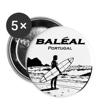 Baleal Portugal Surfeur Timbre - Lot de 5 grands badges (56 mm) - blanc - Devant