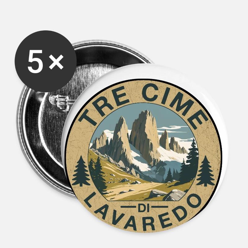 Tri Cime rund - Buttons groß 56 mm (5er Pack) - Weiß