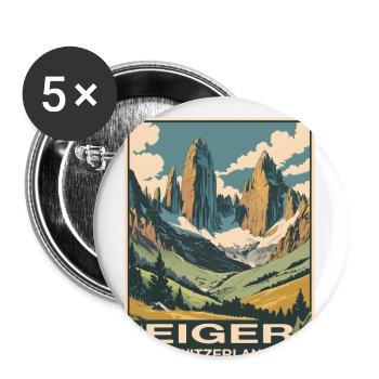 Eiger Switzerland - Buttons groß 56 mm (5er Pack) - Weiß - Vorne