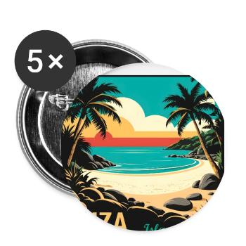 Ibiza Balearic Islands - Buttons large 2.2''/56 mm (5-pack) - white - Front