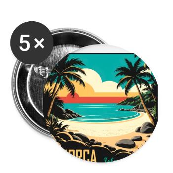 Menorca Balearic Islands - Buttons large 2.2''/56 mm (5-pack) - white - Front