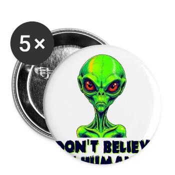 Alien dunkel - Buttons groß 56 mm (5er Pack) - Weiß - Vorne