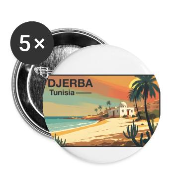 Djerba Tunesien - Buttons groß 56 mm (5er Pack) - Weiß - Vorne