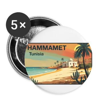 Hammamet - Lot de 5 grands badges (56 mm) - blanc - Devant