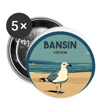 Bansin Moewe - Buttons groß 56 mm (5er Pack) - Weiß - Vorne