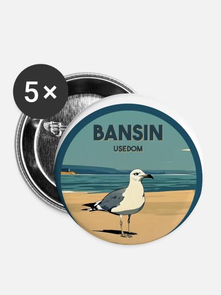 Bansin Moewe - Buttons groß 56 mm (5er Pack) - Weiß