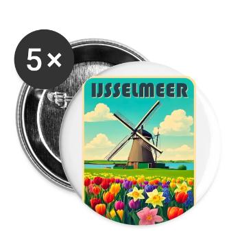 Moulin à vent d’Ijsselmeer Holland - Lot de 5 grands badges (56 mm) - blanc - Devant