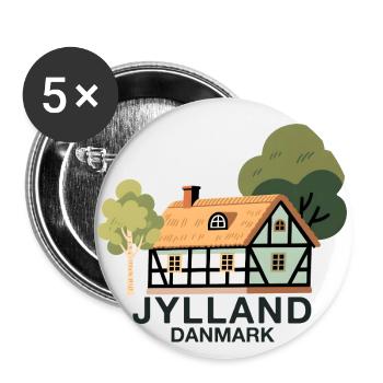 Juetland Fachwerkhaus mit baeumen - Buttons groß 56 mm (5er Pack) - Weiß - Vorne