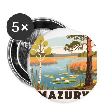 Masuren Mazury Polen - Buttons groß 56 mm (5er Pack) - Weiß - Vorne