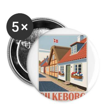 Silkeborg, Danemark - Lot de 5 grands badges (56 mm) - blanc - Devant