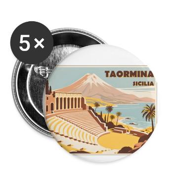 Taormina, Sicily - Buttons large 2.2''/56 mm (5-pack) - white - Front