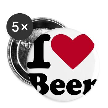 I love Beer - Buttons groß 56 mm (5er Pack) - Weiß - Vorne