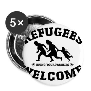 Refugees Welcome (versch. Farben) - Buttons groß 56 mm (5er Pack) - Weiß - Vorne