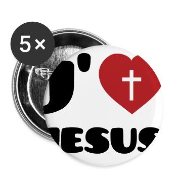 ich liebe Jesus - Buttons groß 56 mm (5er Pack) - Weiß - Vorne