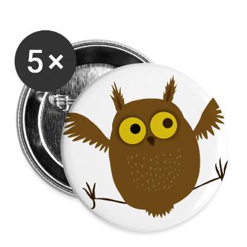 Eule - Buttons groß 56 mm (5er Pack) - Weiß - Vorne