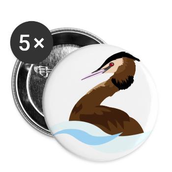 Haubentaucher Logo - Buttons groß 56 mm (5er Pack) - Weiß - Vorne