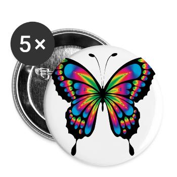 Schmetterling bunt - Buttons groß 56 mm (5er Pack) - Weiß - Vorne