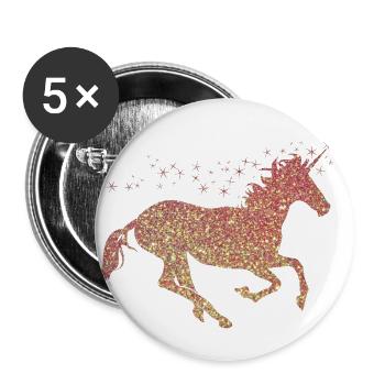La licorne pailleté d'or - Lot de 5 grands badges (56 mm) - blanc - Devant