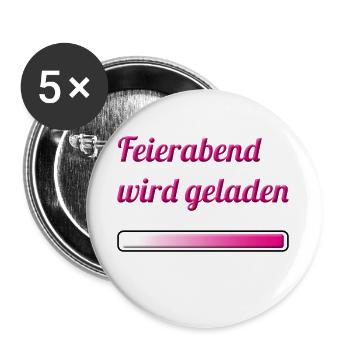 Feierabend wird geladen - Buttons groß 56 mm (5er Pack) - Weiß - Vorne