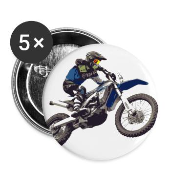 motocross - Lot de 5 grands badges (56 mm) - blanc - Devant