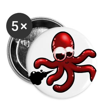 Tintenfisch Comic rot, Geschenkidee - Buttons groß 56 mm (5er Pack) - Weiß - Vorne
