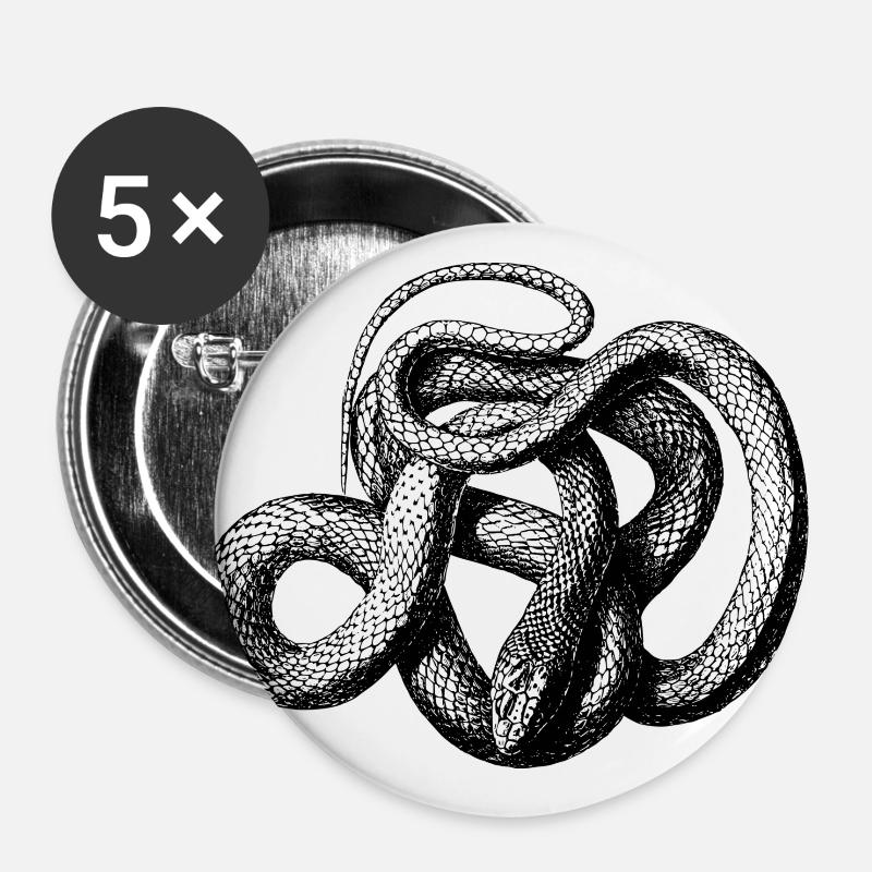 Snake Illustration Terrarium Reptiles - Buttons large 2.2''/56 mm (5-pack) - white