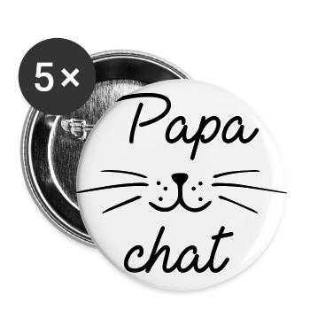 Papa chat - Lot de 5 grands badges (56 mm) - blanc - Devant