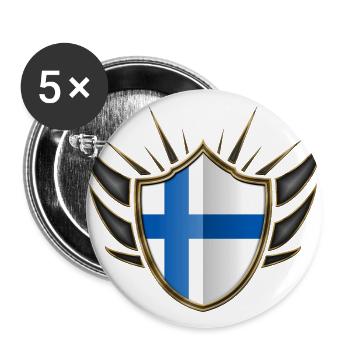 Finland flag coat of arms 014 - Buttons large 2.2''/56 mm (5-pack) - white - Front