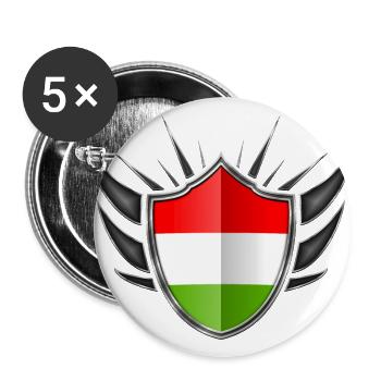 Hungary flag coat of arms silver 013 - Buttons large 2.2''/56 mm (5-pack) - white - Front