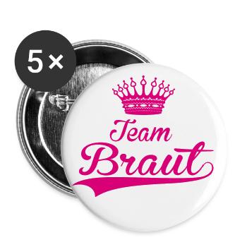TEAM BRAUT hochzeit heiraten JGA trauung - Buttons groß 56 mm (5er Pack) - Weiß - Vorne