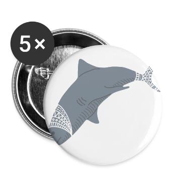 ARCTIC SHARK - Buttons groß 56 mm (5er Pack) - Weiß - Vorne