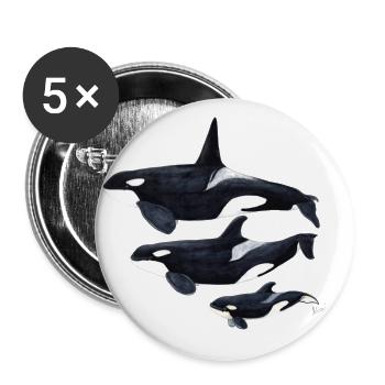 Orca - orque - arce - Lot de 5 grands badges (56 mm) - blanc - Devant