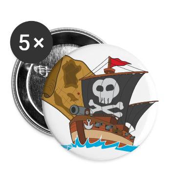 pirate ship boat pirat piratenschiff schiff skull5 - Buttons groß 56 mm (5er Pack) - Weiß - Vorne
