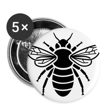 Abeille - insectes - Lot de 5 grands badges (56 mm) - blanc - Devant