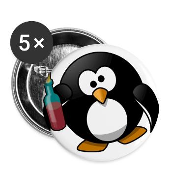 Drunk Tux - Lot de 5 grands badges (56 mm) - blanc - Devant