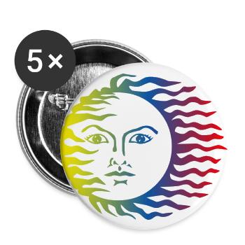 Sun symbol colorful - Buttons large 2.2''/56 mm (5-pack) - white - Front