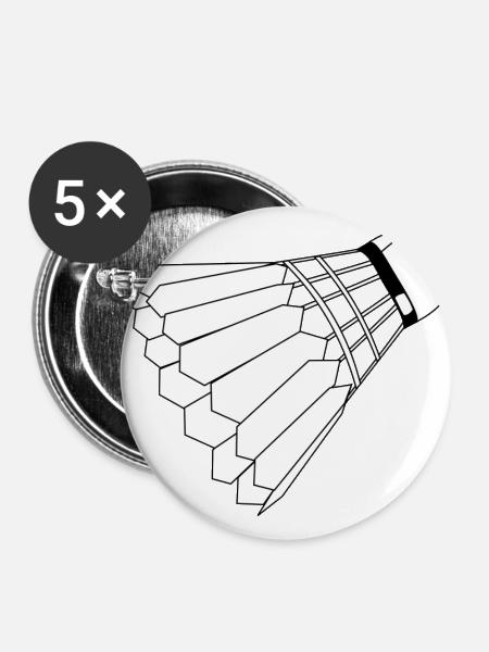 Federball - Buttons groß 56 mm (5er Pack) - Weiß