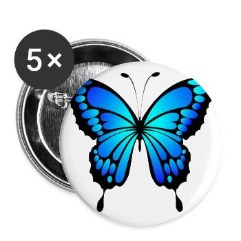 Blauer Schmetterling Geschenk idee - Buttons groß 56 mm (5er Pack) - Weiß - Vorne