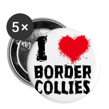 I LOVE BORDER COLLIE DOGS - Buttons groß 56 mm (5er Pack) - Weiß - Vorne