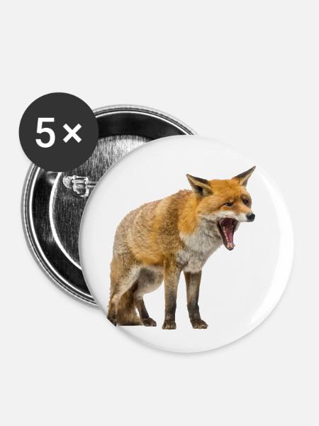 Fuchs - Buttons groß 56 mm (5er Pack) - Weiß