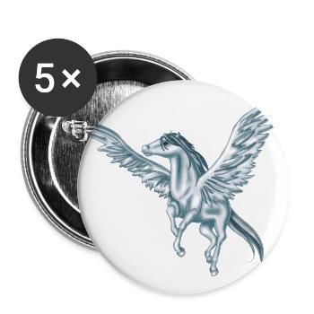fliegen Pegasus - Buttons groß 56 mm (5er Pack) - Weiß - Vorne