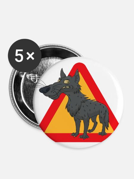 Wolf - Buttons groß 56 mm (5er Pack) - Weiß
