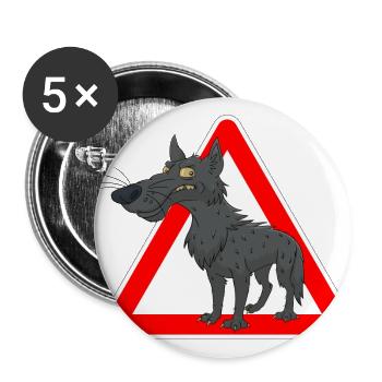 Wolf - Buttons groß 56 mm (5er Pack) - Weiß - Vorne