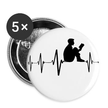 Reading, reading, gift for bookworms - Buttons large 2.2''/56 mm (5-pack) - white - Front